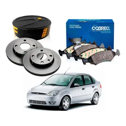  Kit Disco Pastilha Dianteiro Fiesta Sedan 1.6 2003 A 2006