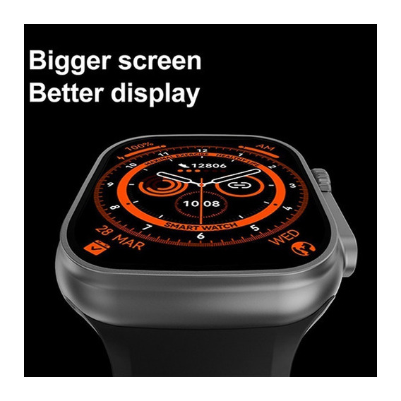 Smartwatch Reloj Inteligente Dt8 Ultra Oximetro Llamadas Color de la caja Negro Color de la malla Negro