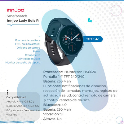 Smartwatch Innjoo Original ! Eqis R Black Ip68 En Stock