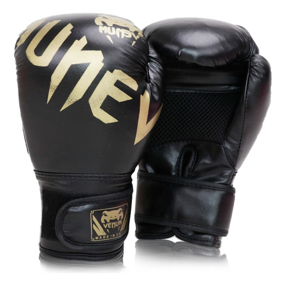 Guantes De Boxeo Negros Transpirables Con Velcro 10, 12oz