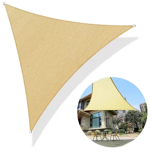 Vela Sombra Toldos Vela Triangular 3.6 Metros Beige Qatarshop Terraza  Jardin Malla Sombra Para Patios Protector Uv Carpa Sombreadora