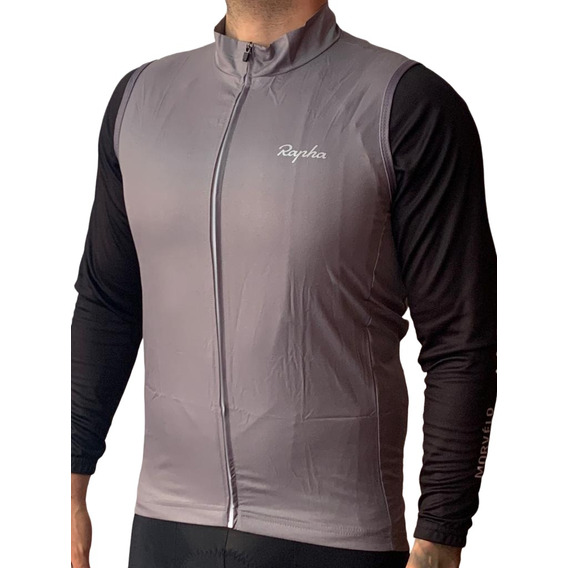 Chaleco Ciclismo Impermeable Gris Rompevientos 3 Bolsillos