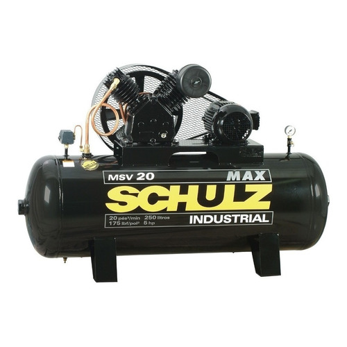 Compresor de aire eléctrico Schulz MAX MSV 20/250 trifásico 257L 5hp 220V/380V 50Hz negro