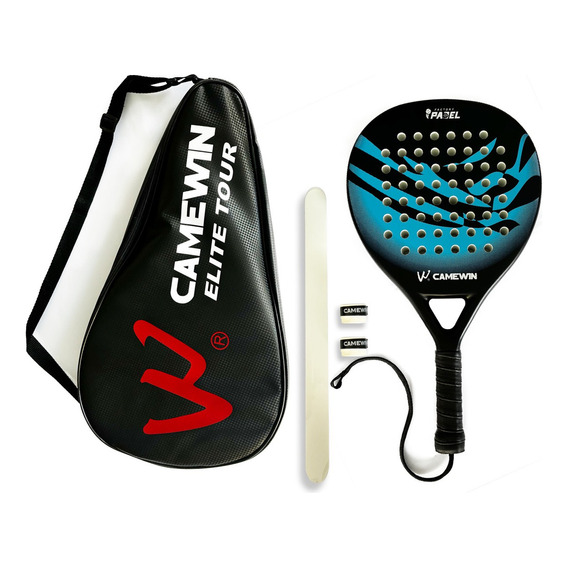 Camewin Pala Pádel Kit Con Funda Premium Protector Y 2 Grips Color Azul