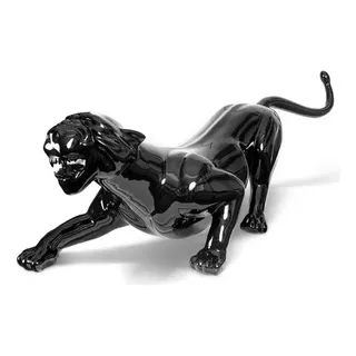 Linda Pantera Negra Escultura Leopardo Jaguar Onça Artesanal