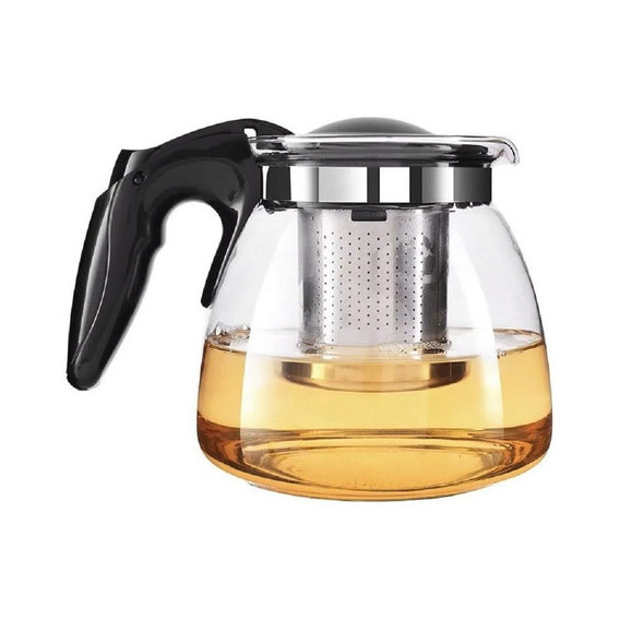 Hervidor infusor de vidrio de 900 ml para tetera de cocina, color negro