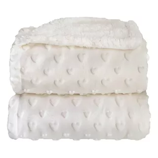 Cobertor Donna Bebê Plush Com Sherpa Hearts Branco