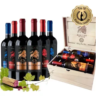 6 Vinos Bestias Collection Baul Madera