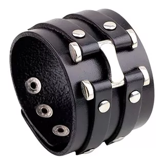 Pulsera De Cuero Para Hombre O Mujer - Protección Vikinga Color Negro Largo 23 Cm