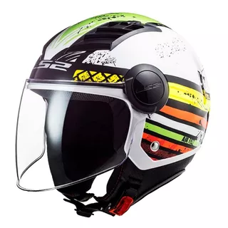 Casco Moto Ls2 Of562 Airflow Ronnie Blanco Verde/ Ece22.05