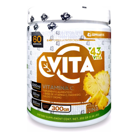 Vitamina C Sabor Piña 300 Gr 60 Serv 43 Supplements