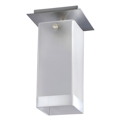 Aplique Plafon 1 Luz Vidrio Cuadrado Apto Led Luz Desing Acero