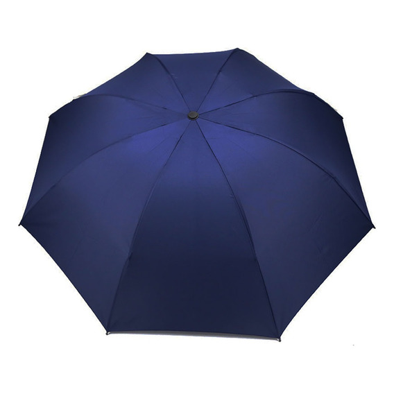 Paraguas Reforzado Antiviento Manual Funda 8 Varillas Lluvia Color Azul Diseño De La Tela Liso
