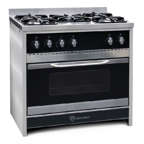 Cocina TST Chiara a gas/eléctrica 5 hornallas  negra puerta con visor