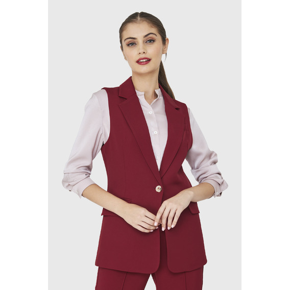 Blazer Sin Mangas Botón Burdeos Nicopoly