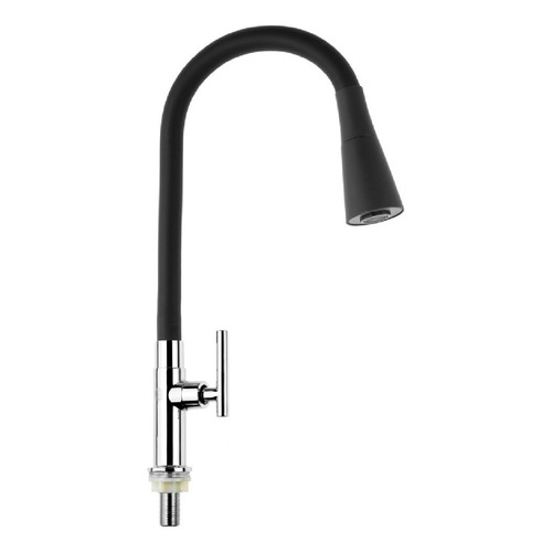 Llave Lavaplatos Mesón Flexible En Acero Negra Boccherini Acabado Brillante Color Negro