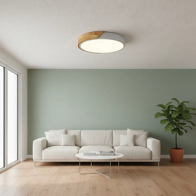 Plafon Led Andy 18w Blanco Madera Deco Moderno 30cm Vig