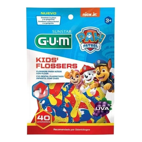 Flosser dental GUM con aplicador Paw Patrol sabor uva 40 u