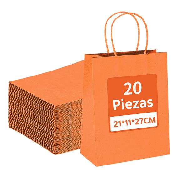 20 Bolsas Papel Fiestas Kraft Ecológicas Portátil Decorativa