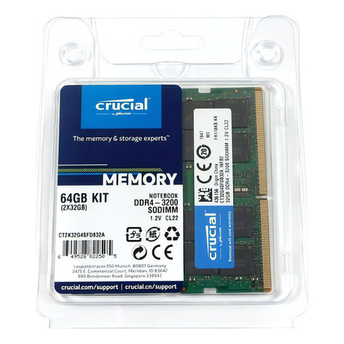 Memoria RAM 64GB 2 Crucial CT2K32G4SFD832A