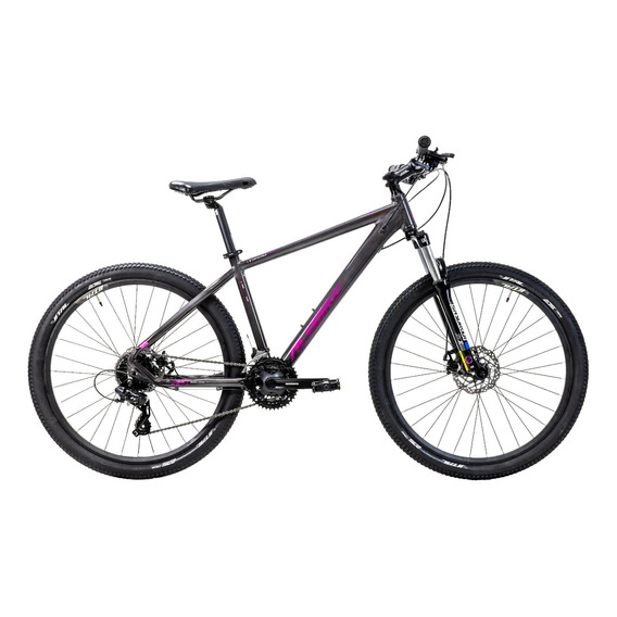 Mountain bike femenina Alubike MTB Sierra  2023 R27.5 24v frenos microshift fd-m20 y shimano tourney cambios Shimano color negro/rosa