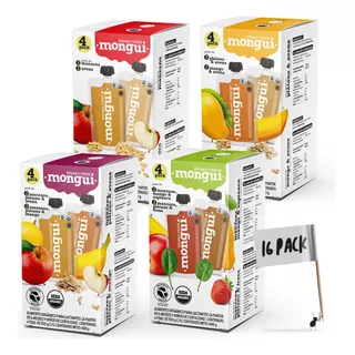 Mongui Orgánico - 16 Pack Papilla Frutas, Veggis Y Cereales