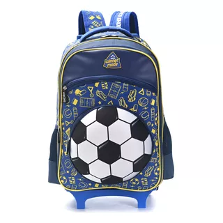 Mochila Carro Skora Letsplay Futbol Pelota Termoformada Azul Color Negro Diseño De La Tela Liso