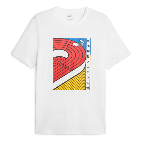 Playera Blanca Puma Graphics Rooted In Sports Tee Hombre