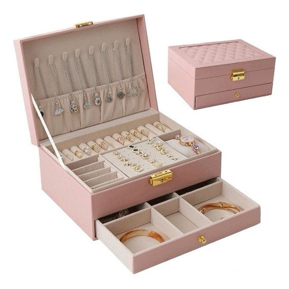 Alhajero Organizador C/ Llave Joyeria Anillos Caja Accesorio