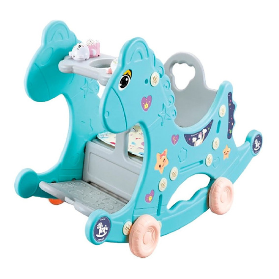 Mecedora Infantil 3 En 1, Asiento, Mecedora, Cochecito Celes Color Celeste