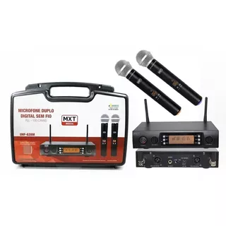 Microfone Sem Fio Duplo - Profissional Mxt Uhf-628m Pll 100 Canais Ajustáveis