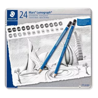 Lápis Graduado 12b A 10h Staedtler Mars Lumograph C/ 24un