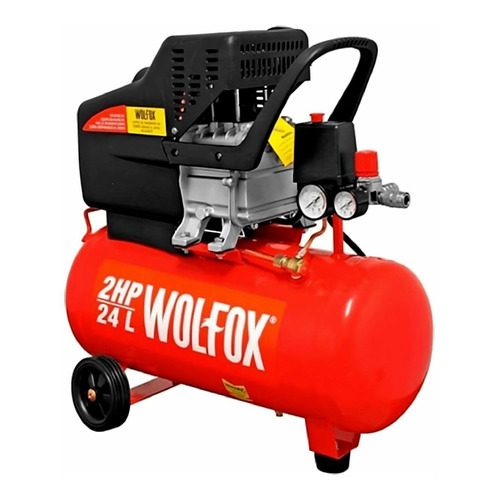 Compresor de aire eléctrico Wolfox WF0736 24L 2hp 127V 60Hz rojo