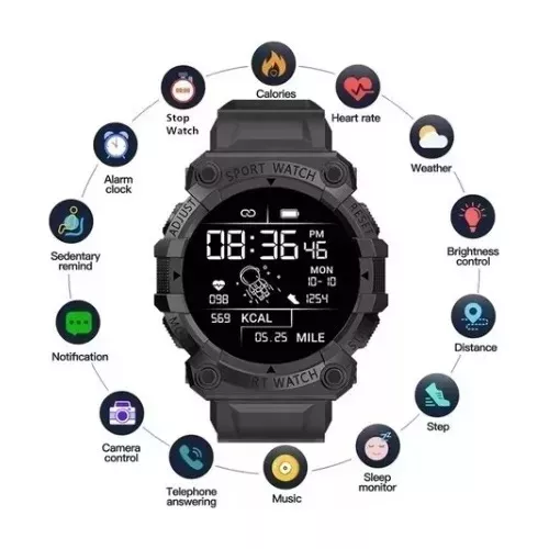 Relógio Smartwatch Redondo Inteligente Caixa Grande Militar