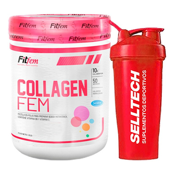 Colágeno Fitfem Collagen Fem 500gr Naranja + Shaker