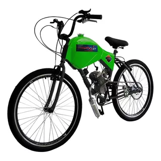 Bicicleta Motorizada 80cc Coroa 52 Carenada Cor Verde Kawazaki
