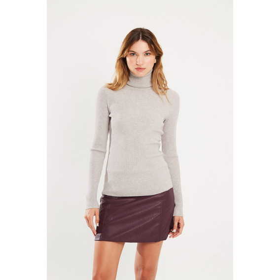 Sweater Polera Calce Fit Gris Melange Medio Koxis Mujer