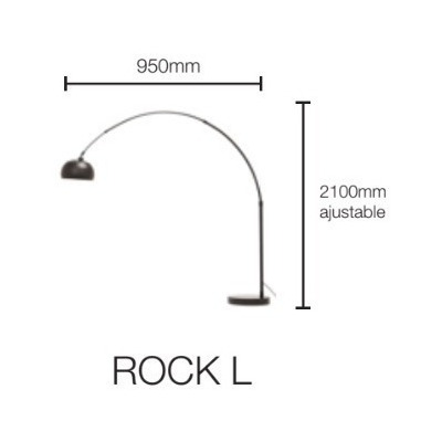 Lampara De Pie Arco Rock L Base Marmol Negro Apto Led Cie