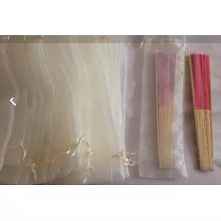 100 Bolsitas De Organza Color Beige Para Abanico 