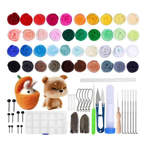 Felting Kit Con 40 Colores Lana Merino Con Tool Accesorios
