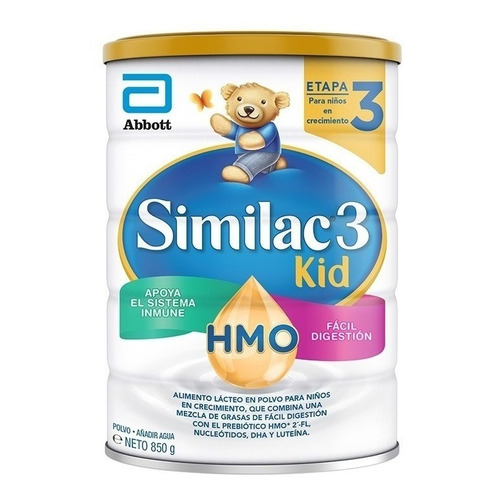 Leche de fórmula en polvo Abbott Similac 3 Kid Prosensitive sabor vainilla en lata de 1 de 850g a partir de los 2 años