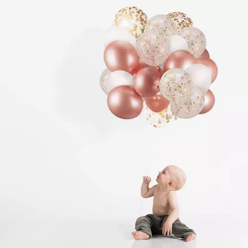 Globos rosas de 12 pulgadas, globos de látex rosa y blanco, globos de  cumpleaños, globos de baby shower, globos de boda, paquete de 60 unidades