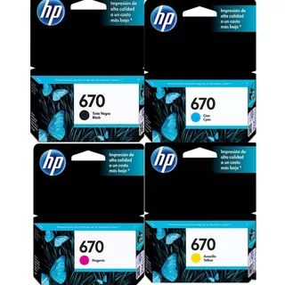 4 Cartuchos Originales Hp 670 Negro Cyan Magenta Y Amarillo