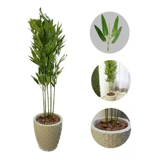 Planta Artificial Bambu Da Sorte Com Vaso Polietileno Cores