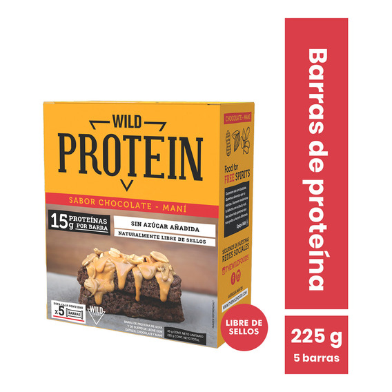 Wild Protein Barra Chocolate Maní 5 Unidades 15 G Proteina