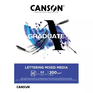 Bloco Canson Graduate Lettering Mixed Media A4 200grs 20 Fls