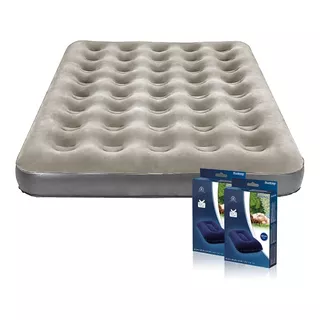 Colchon Inflable 2 Plazas + Dos Almohadas Exterior Y Interio