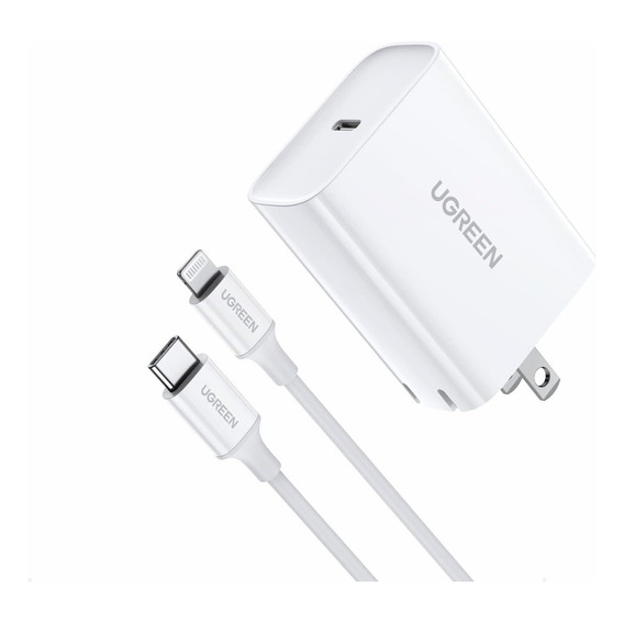 Cargador Carga Rapida 18 W Incluye Cable Ugreen Color Blanco