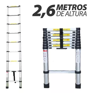 Escada Alumínio Telescópica 8 Degraus 2,6m Starfer