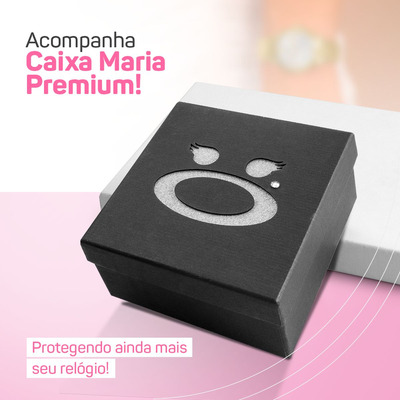 Relogio Aço Prata Feminino + Colar Strass Brincos + Caixa